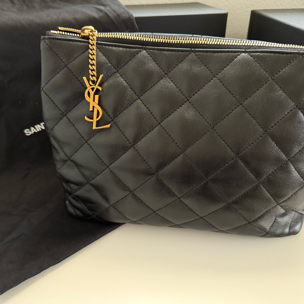 Saint Laurent Large cosmetic pouch leather